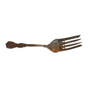 Alvin Majestic Sterling Silver Cold Meat Fork Ornate Floral Scroll 7.25"